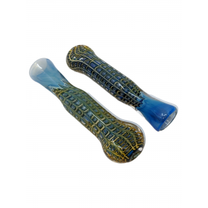3" Gold Fumed Art Double Glass Chillum  Hand Pipes Pack of 3 [SG1527]